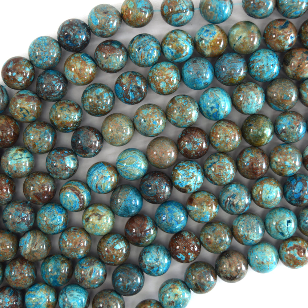 Brown Blue Turquoise Round Beads Gemstone 15" Strand 4mm 6mm 8mm 10mm 12mm