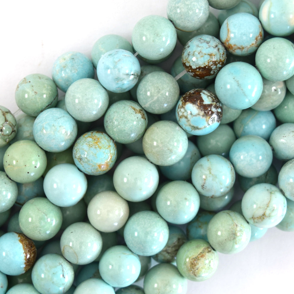 Brown Matrix Cream Blue Turquoise Round Beads 15" Strand 4mm 6mm 8mm 10mm 12mm
