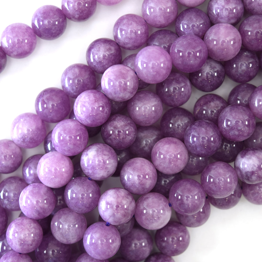 Purple Lepidolite Colored Quartz Round Beads 15.5“ Strand 6mm 8mm 10mm