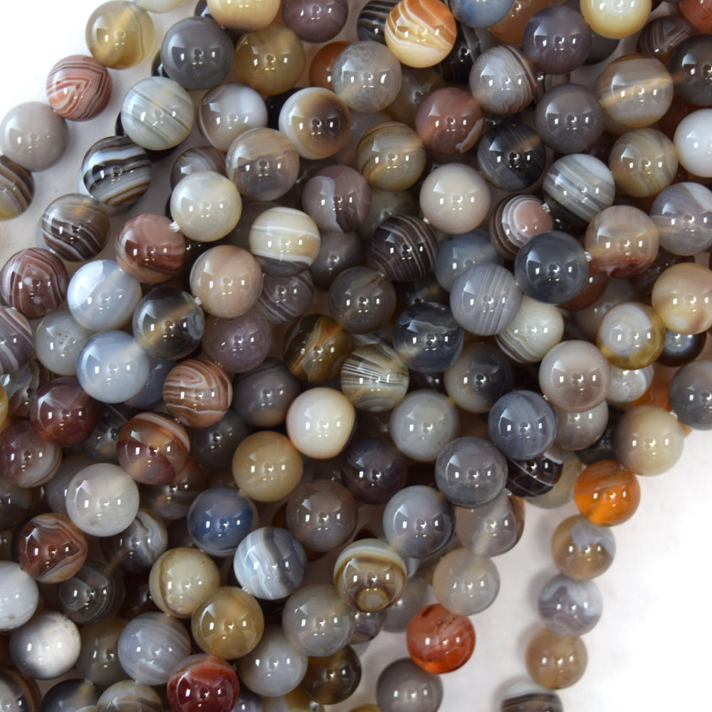 AA Natural Botswana Agate Round Beads Gemstone 15" Strand 4mm 6mm 8mm 10mm S1