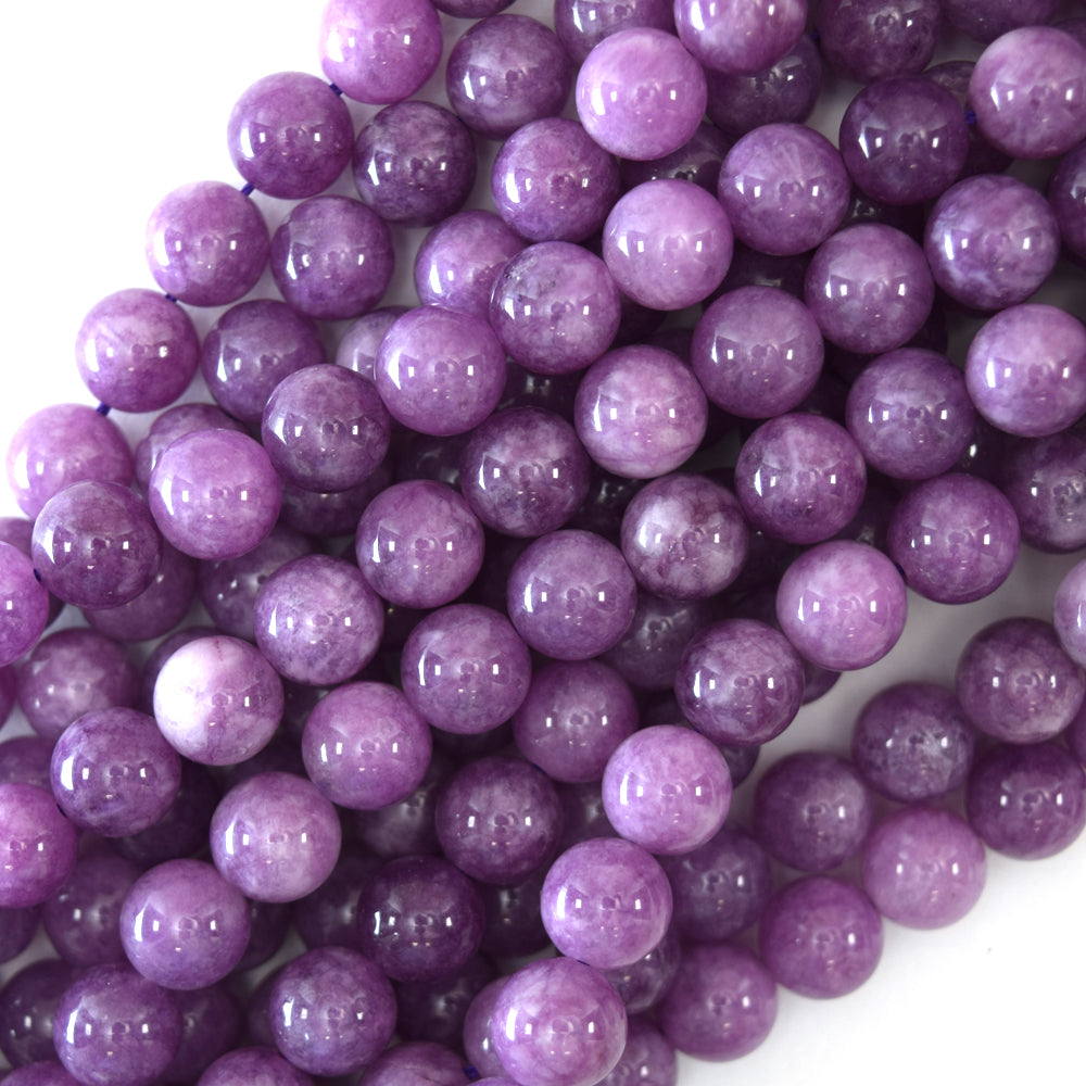 Purple Lepidolite Colored Quartz Round Beads 15.5“ Strand 6mm 8mm 10mm