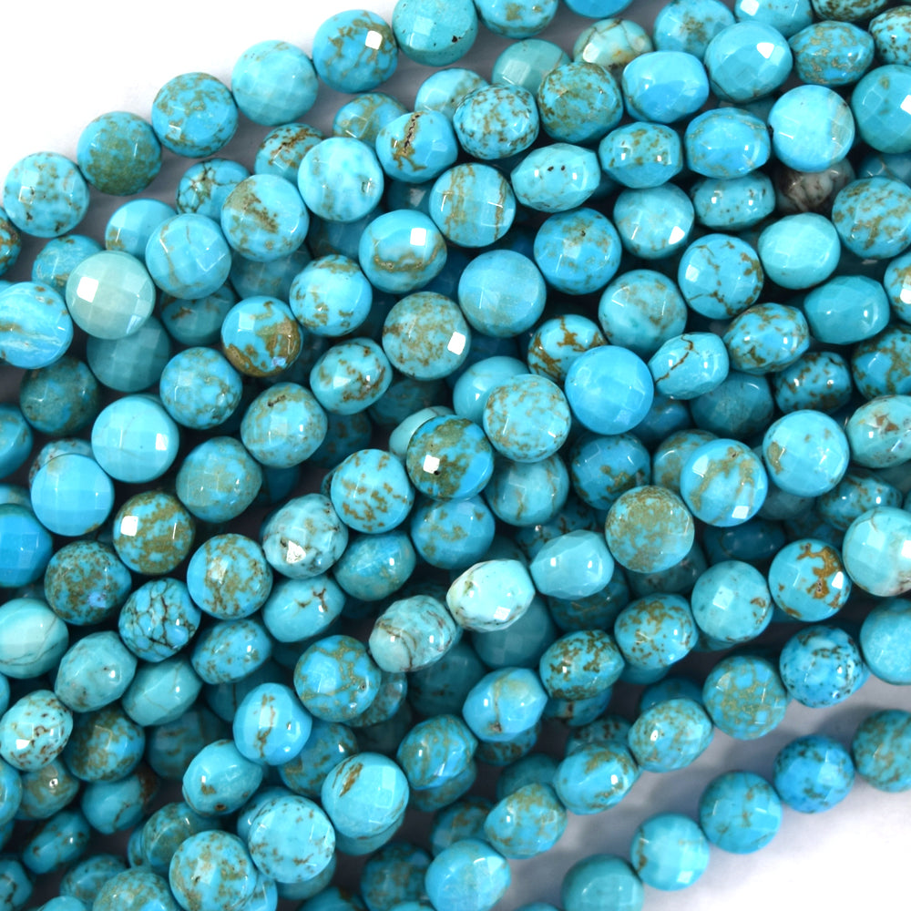 Faceted Blue Turquoise Coin Disc Beads Gemstone 15