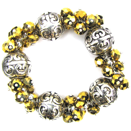 Faceted crystal CCB stretch bracelet 7