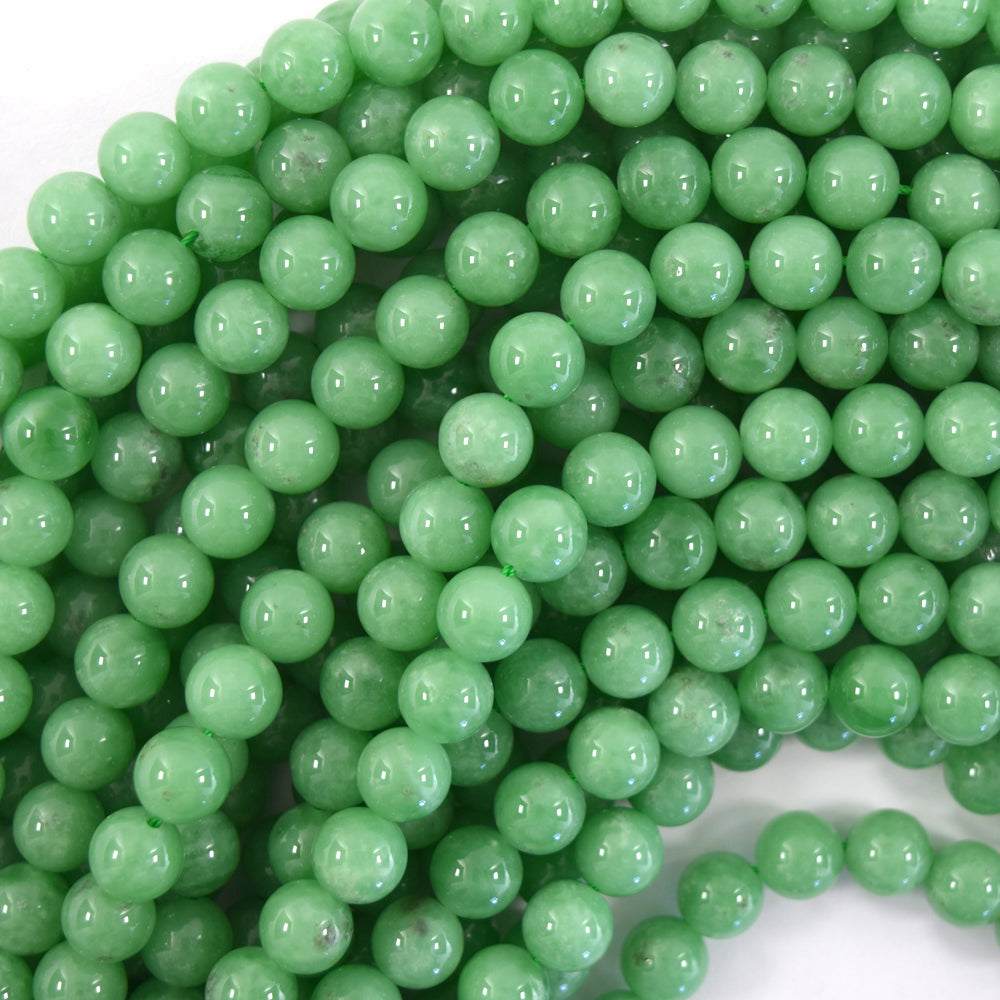 Natural Dark Green Angelite Round Beads Gemstone 15.5" Strand 6mm 8mm 10mm 12mm - Eagle Beadz