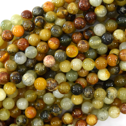 Natural Golden Sand Jade Round Beads Gemstone 15" Strand 6mm 8mm 10mm