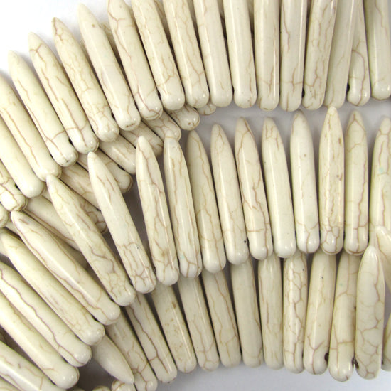30mm white turquoise stick needle spike beads 16