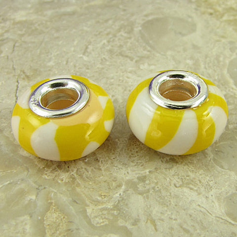 2 sterling silver lampwork glass beads fit 0216