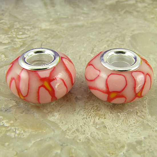 2 sterling silver lampwork glass beads fit 0229