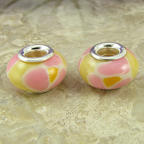 2 sterling silver lampwork glass beads fit 0214