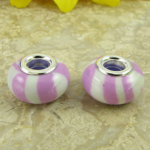 2 sterling silver lampwork glass beads fit 4433