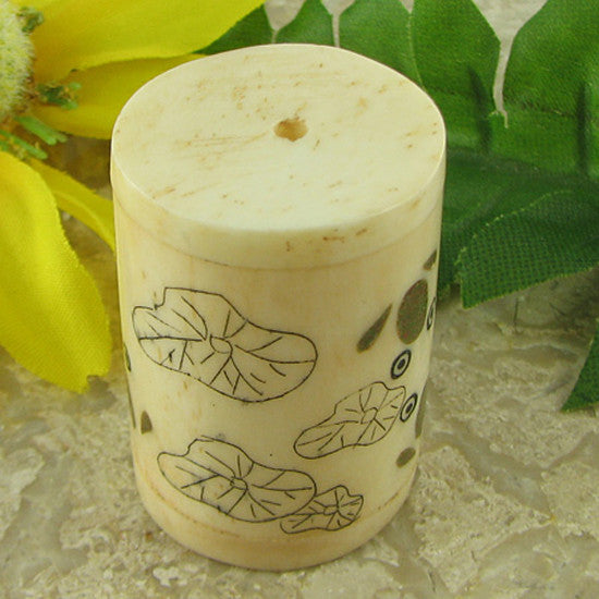 35mm bone flower cylinder pendant bead