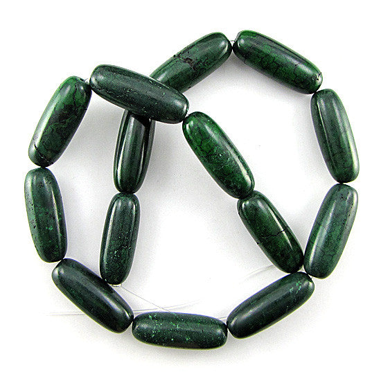 30mm dark green turquoise barrel beads 16