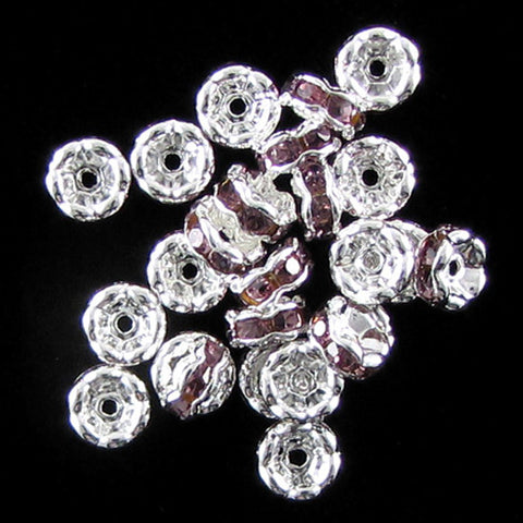 15 8mm gold plated rhinestone rondelle beads clear findings