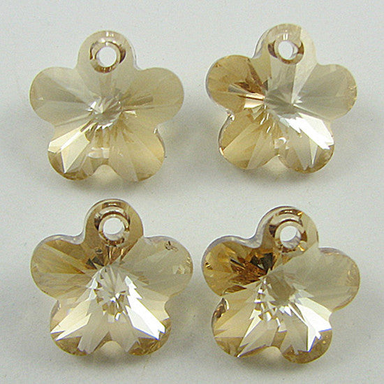 4 12mm Swarovski crystal flower beads 6744 goldenshadow