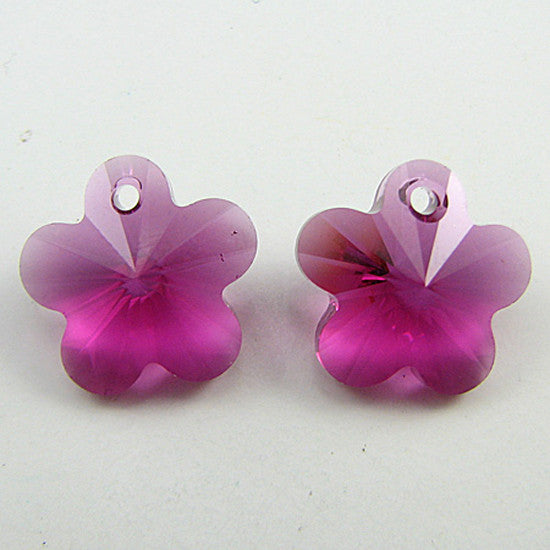 2 14mm Swarovski crystal flower beads 6744 fuchsia