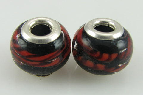 2 sterling silver lampwork glass beads fit 4443