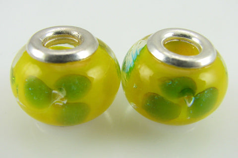 2 sterling silver lampwork glass beads fit 4409