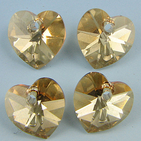 4 10mm Swarovski crystal heart pendant 6202 fuchsia