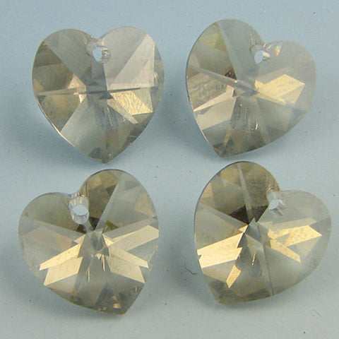 2 14mm Swarovski crystal heart pendant 6202 silvershade