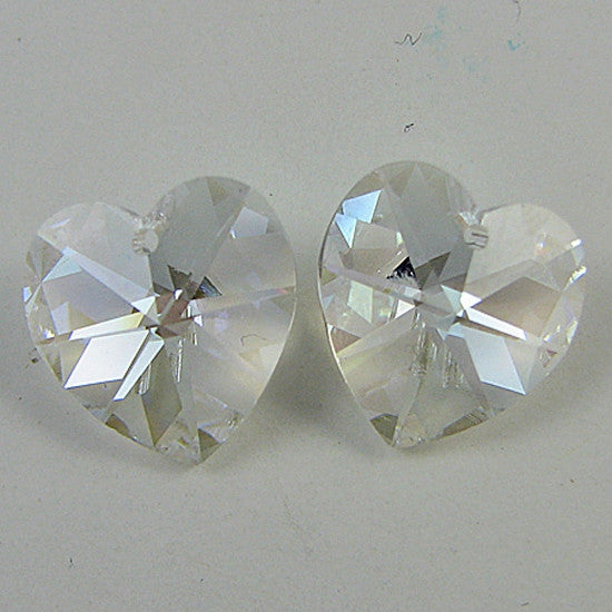 2 14mm Swarovski crystal heart pendant 6202 moonlight