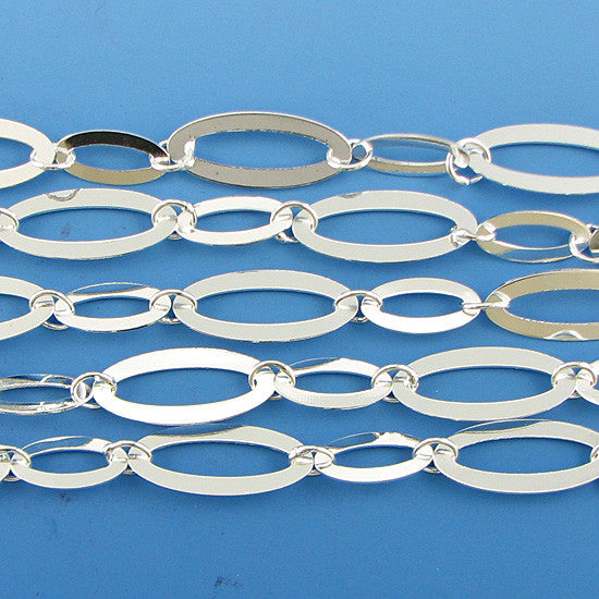 24mm silver plated copper oval chain one foot findings