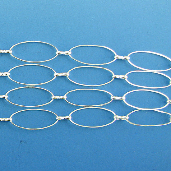 25mm silver plated copper oval chain one foot findings