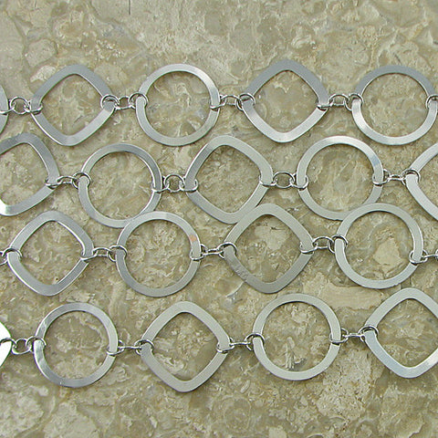 26mm silver plated copper diamond chain one foot findings