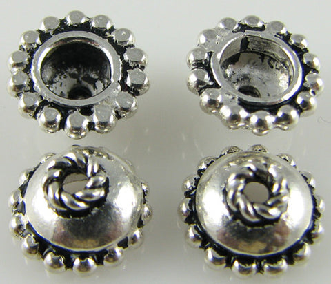 25 6mm silver plated rhinestone rondelle beads purple findings