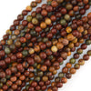 Natural Red Creek Picasso Jasper Round Beads 15