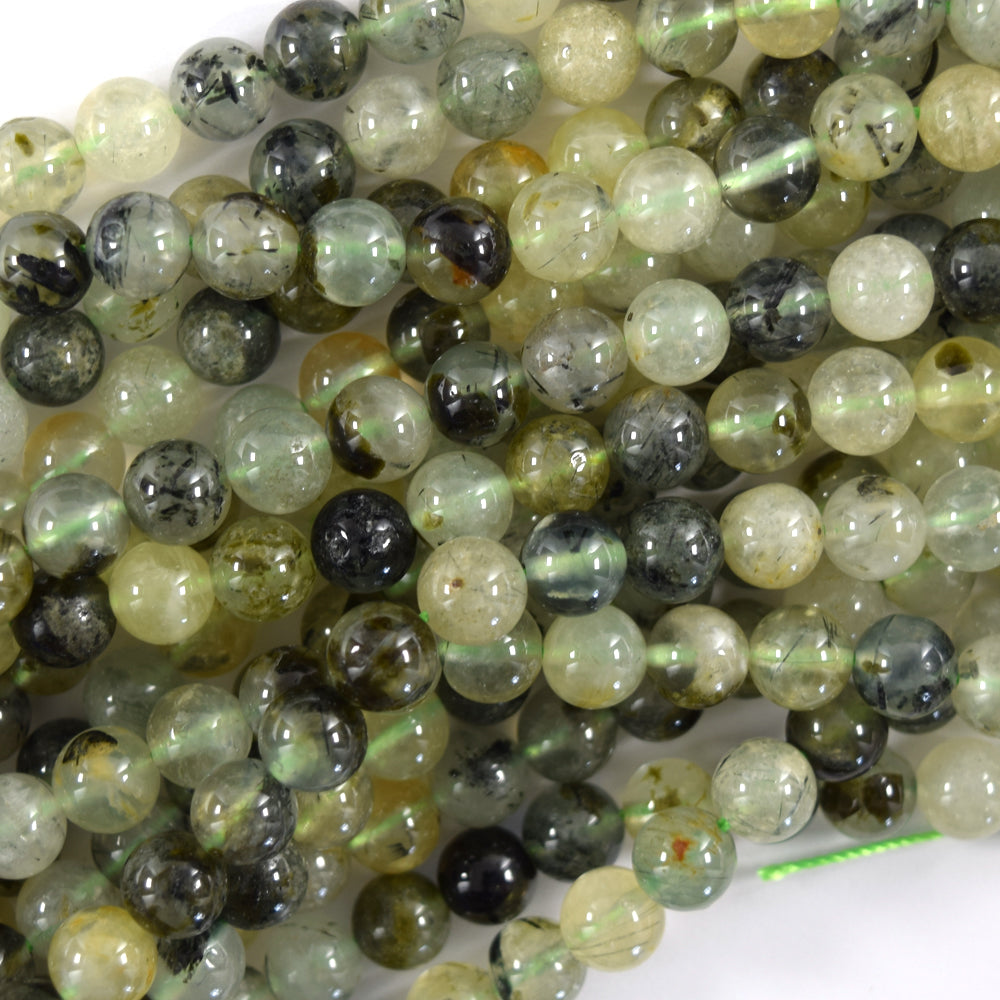 Natural Yellow Green Prehnite Round Beads Gemstone 15.5" Strand 6mm 8mm S2