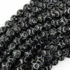 Natural Black Jade Carved Round Beads Gemstone 15