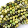 Natural Green Yellow Chrysoprase Round Beads Gemstone 15