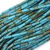 13mm brown matrix blue turquoise tube beads 15.5