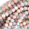 Natural Matte Morganite Round Beads Gemstone 15.5