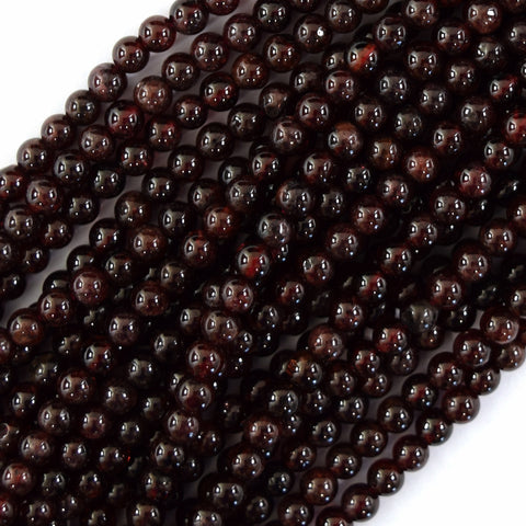 Natural Faceted Red Garnet Round Beads Gemstone 15.5" Strand 3mm 4mm
