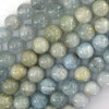 Natural Blue Aquamarine Round Beads Gemstone 15