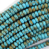 Brown Matrix Blue Turquoise Rondelle Button Beads 15.5