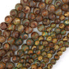Matte Green Brown Tibetan DZI Agate Round Beads 15