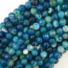 8mm faceted blue stripe agate round beads 15