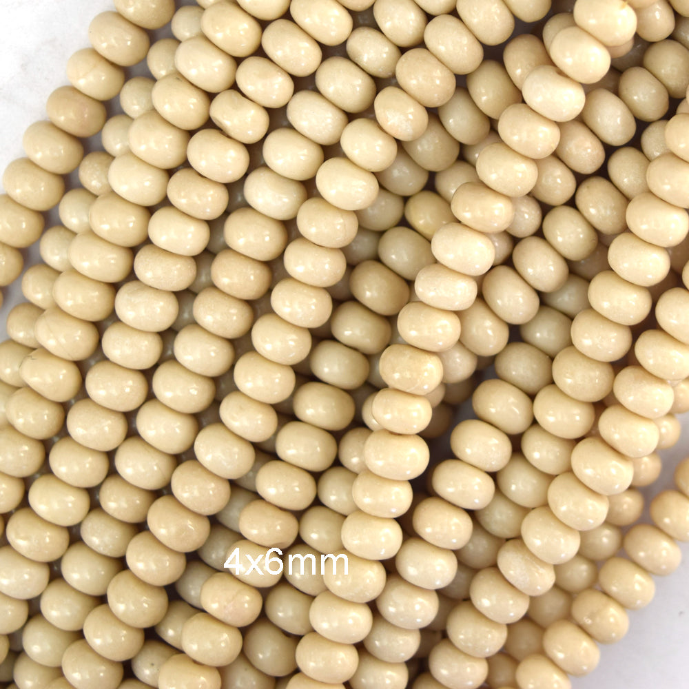 Natural Cream River Stone Rondelle Button Beads 15" Strand 4mm 6mm 8mm