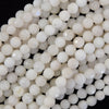 Natural Faceted Cream White Moonstone Round Beads 15.5