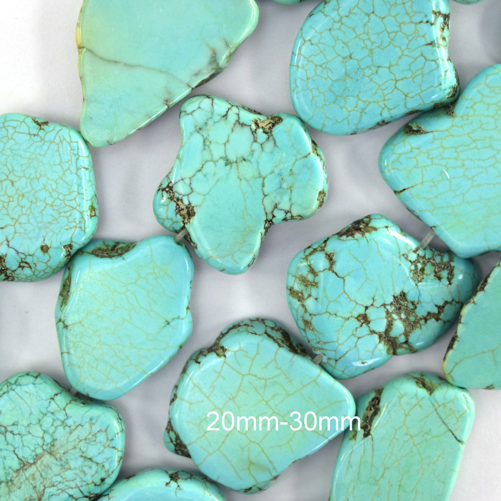 22mm - 30mm green turquoise freeform slab slice nugget beads 15.5" strand
