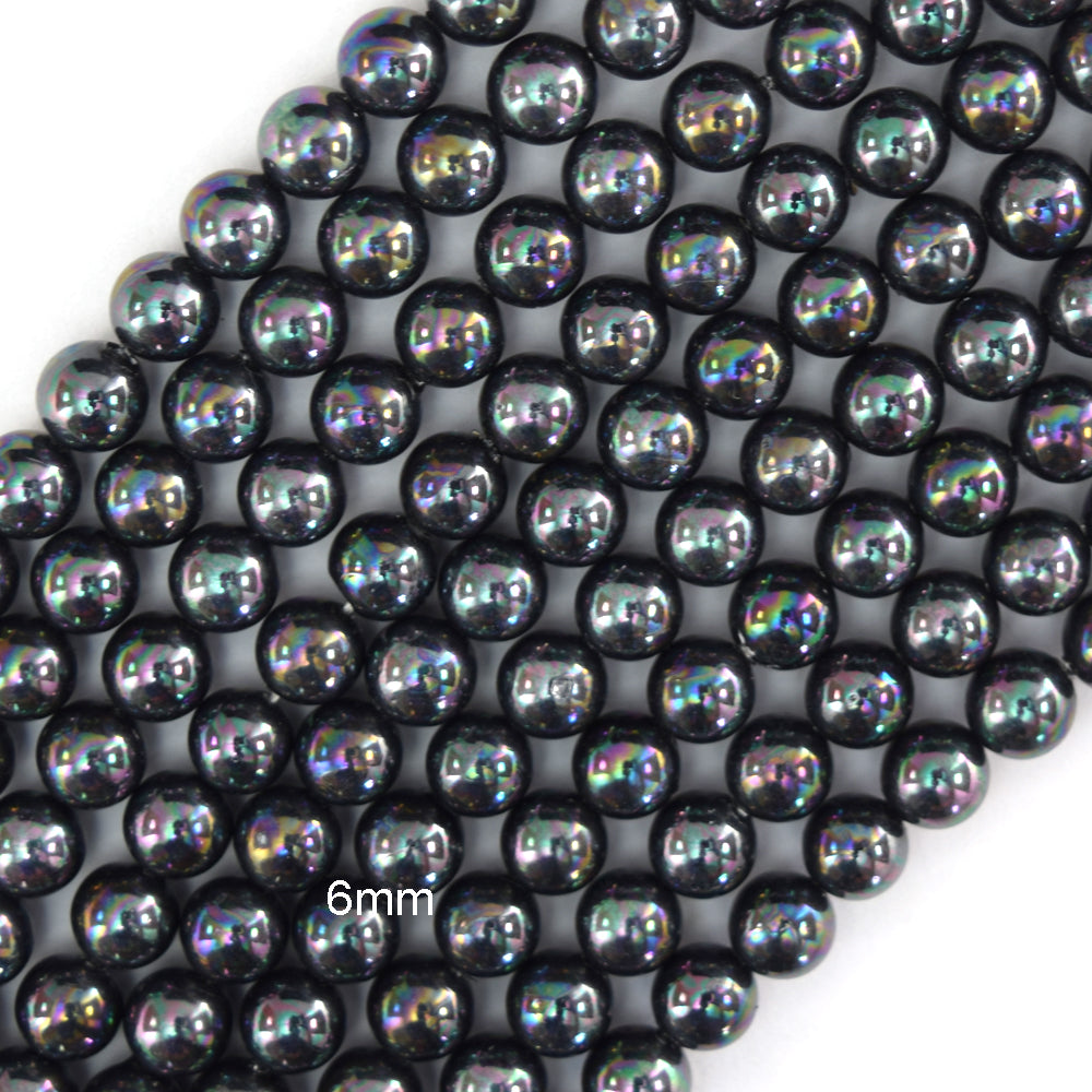 Rainbow Peacock Shell Pearl Round Beads Gemstone 15.5" Strand 4mm 6mm 8mm 10mm