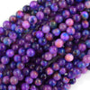Malaysia Purple Colored Jade Round Beads Gemstone 15