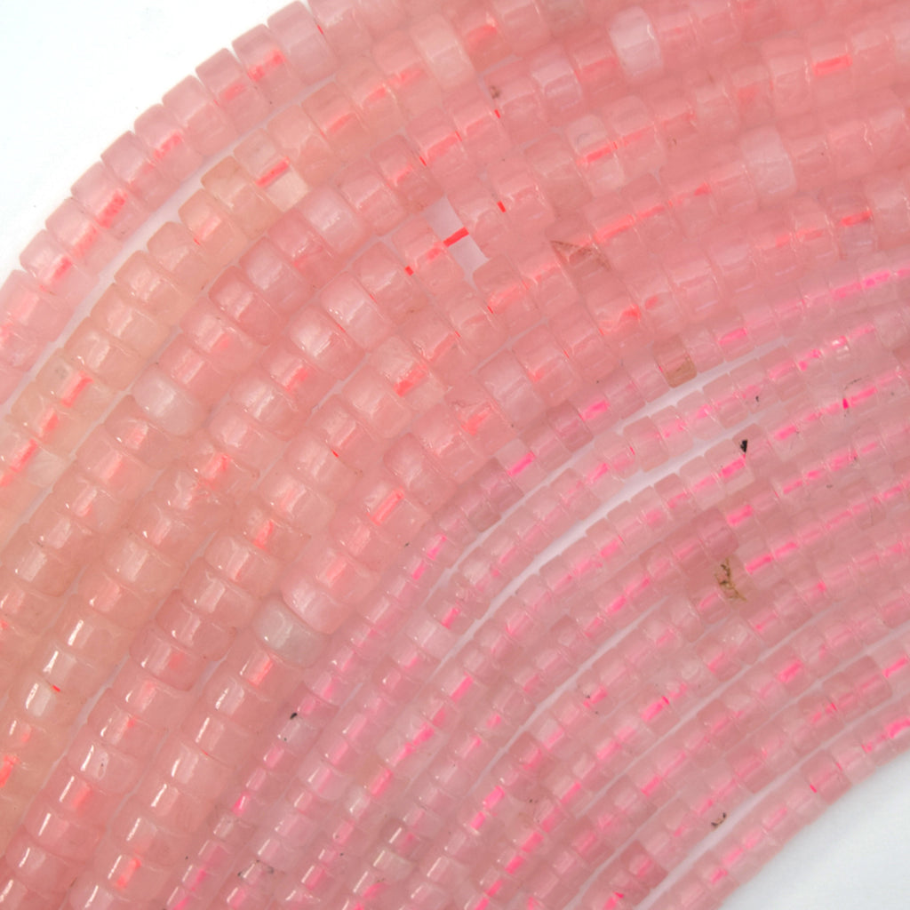 Natural Pink Rose Quartz Heishi Disc Beads Gemstone 15.5" Strand 4mm 6mm