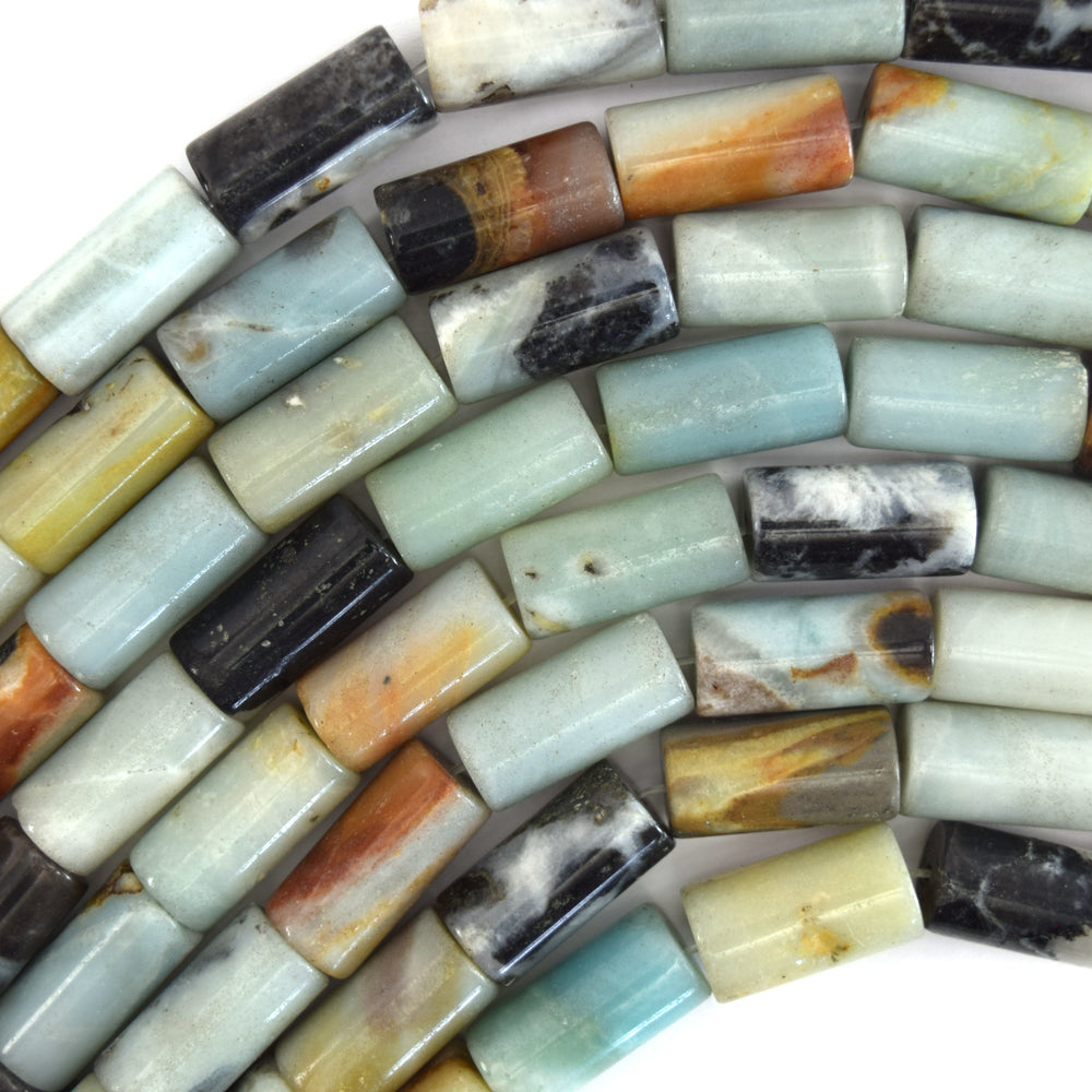 20mm natural multicolor amazonite cylinder beads 15" strand