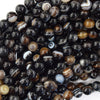 AA Black Sardonyx Agate Round Beads Gemstone 15