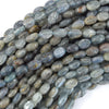8mm natural blue kyanite flat oval beads 16