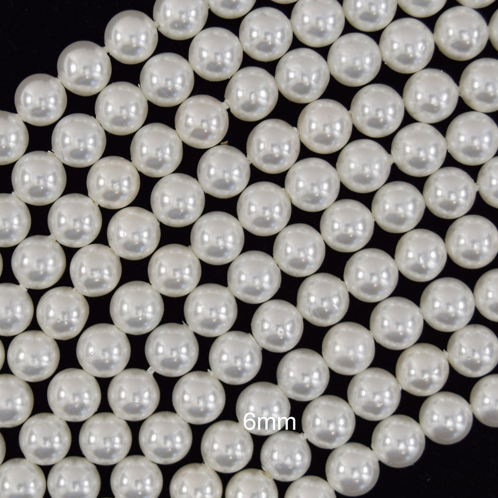 White Shell Pearl Round Beads 15" Strand 3mm 4mm 6mm 8mm 10mm 12mm 14mm