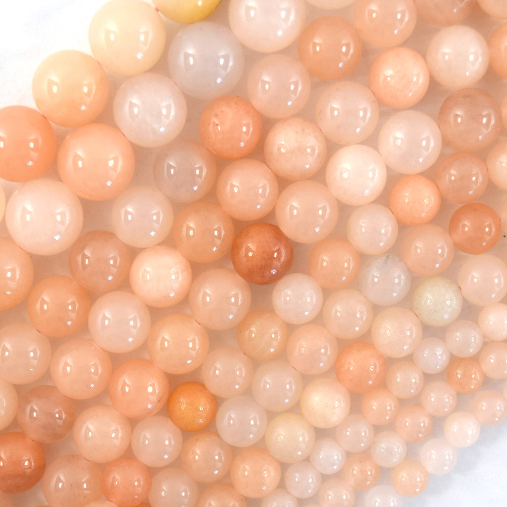 Natural Peach Aventurine Round Beads Gemstone 15" Strand 6mm 8mm 10mm 12mm